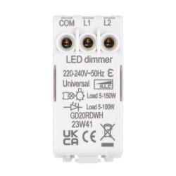 Saxby Grid 1 Gang 2-Way 100W LED Dimmer Module - White