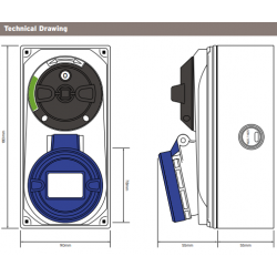 NIGLON 32A 3 PIN IP44 INTERLOCKING SWITCH SOCKET 240V BLUE