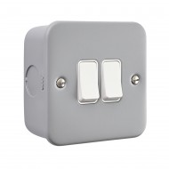Saxby Metal Clad 10AX 2 Gang 2-Way Switch