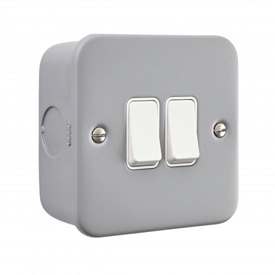 Saxby Metal Clad 10AX 2 Gang 2-Way Switch