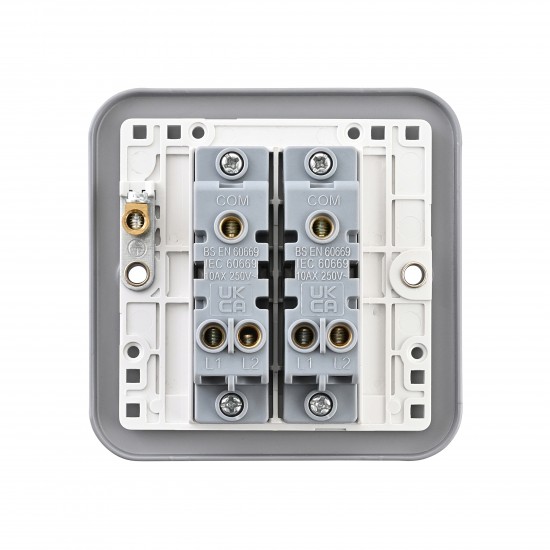 Saxby Metal Clad 10AX 2 Gang 2-Way Switch