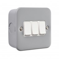 Saxby Metal Clad 10AX 3 Gang 2-Way Switch