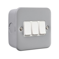 Saxby Metal Clad 10AX 3 Gang 2-Way Switch