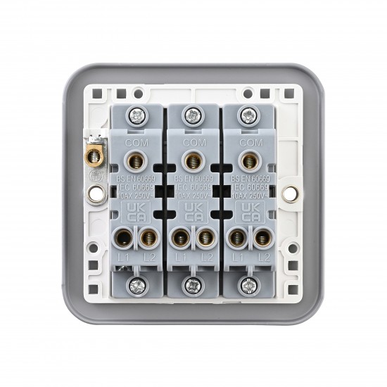 Saxby Metal Clad 10AX 3 Gang 2-Way Switch
