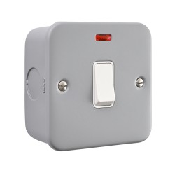 Saxby Metal Clad 20A 1 Gang Double Pole Switch With Neon
