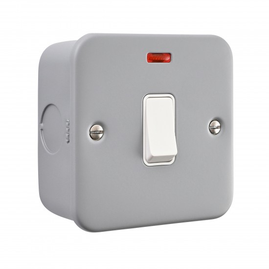 Saxby Metal Clad 20A 1 Gang Double Pole Switch With Neon