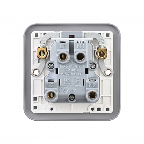 Saxby Metal Clad 20A 1 Gang Double Pole Switch With Neon