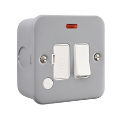Saxby Metal Clad 13A Switched Fused Spur Unit with Flex Outlet & Neon