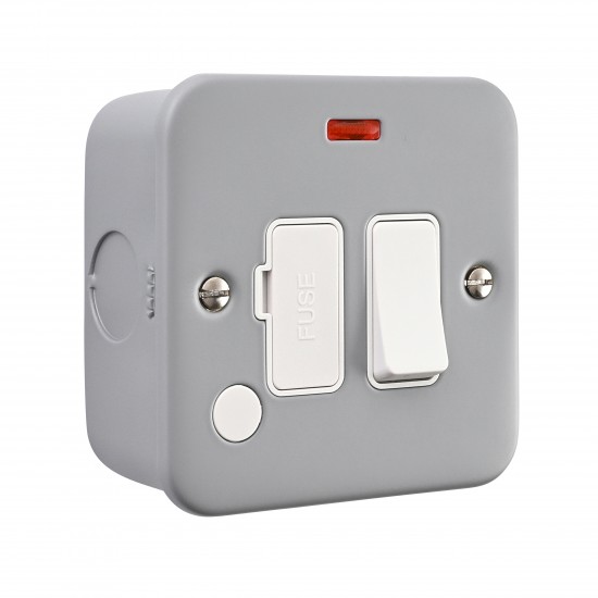 Saxby Metal Clad 13A Switched Fused Spur Unit with Flex Outlet & Neon