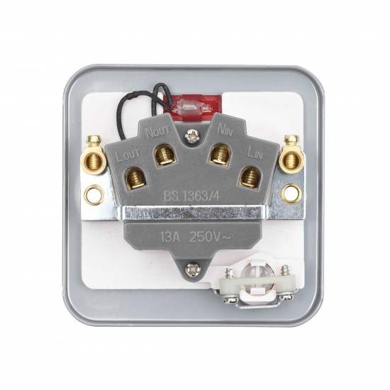 Saxby Metal Clad 13A Unswitched Fused Spur Unit with Flex Outlet & Neon