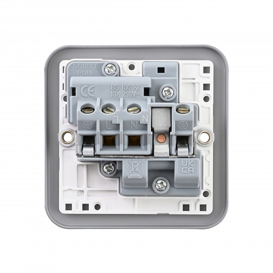 Saxby Metal Clad 13A 1 Gang Double Pole Switched Socket