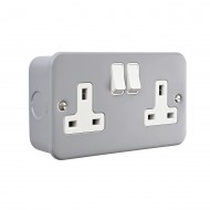 Saxby Metal Clad 13A 2 Gang Double Pole Switched Socket