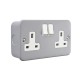 Saxby Metal Clad 13A 2 Gang Double Pole Switched Socket