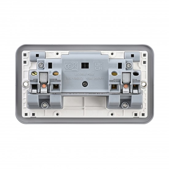 Saxby Metal Clad 13A 2 Gang Double Pole Switched Socket