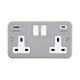 Saxby Metal Clad 13A 2 Gang Double Pole Switched Socket with 15.5W USB A+C