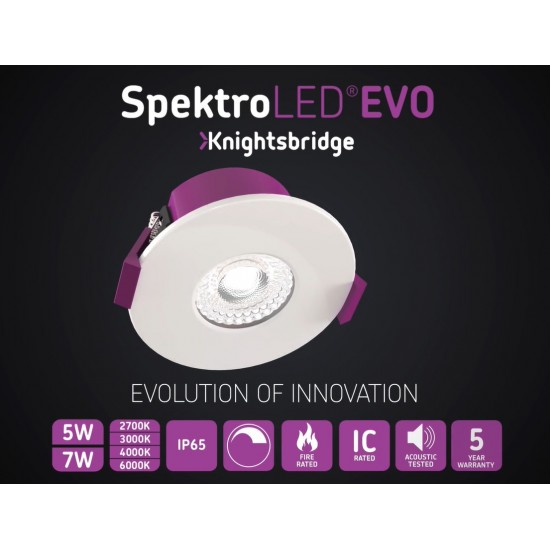 KNIGHTSBRIDGE SPEKTROLED FIXED DOWNLIGHT IP65 CCT DUAL WATTAGE