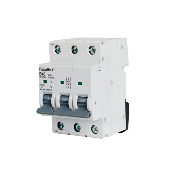 FUSEBOX 40A 10KA B TYPE 3 POLE MCB