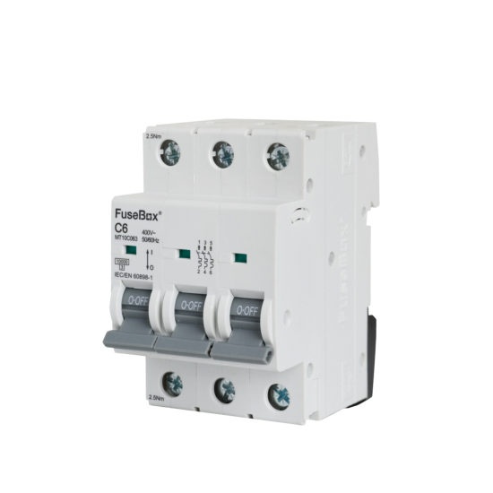 FUSEBOX 6A 10KA C TYPE 3 POLE MCB