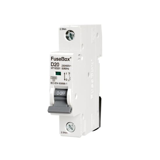FUSEBOX 20A 10KA D TYPE 1 POLE MCB