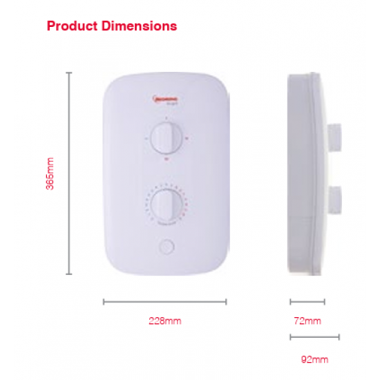 Redring - Bright RBS8 8.5kW electric shower smart fit (white)