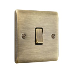 Saxby Raised Screwed 10AX 1 Gang 2-Way Switch - Antique Brass with Black Insert