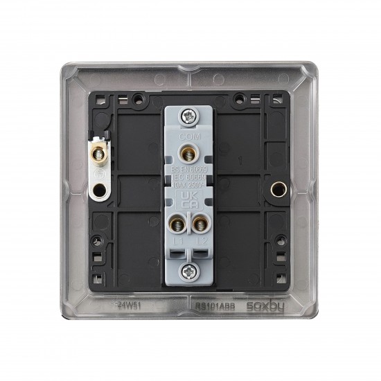 Saxby Raised Screwed 10AX 1 Gang 2-Way Switch - Antique Brass with Black Insert