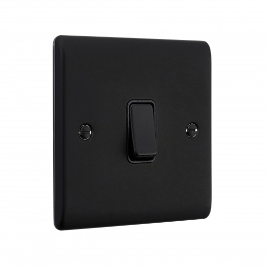 Saxby Raised Screwed 10AX 1 Gang 2-Way Switch - Matt Black with Black Insert