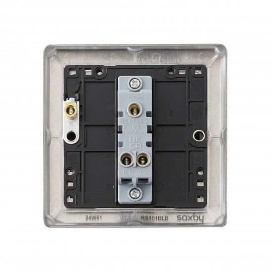 Saxby Raised Screwed 10AX 1 Gang 2-Way Switch - Matt Black with Black Insert