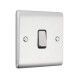 Saxby Raised Screwed 10AX 1 Gang 2-Way Switch - Brushed Steel with Black Insert