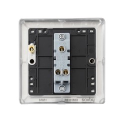 Saxby Raised Screwed 10AX 1 Gang 2-Way Switch - Brushed Steel with Black Insert