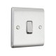 Saxby Raised Screwed 10AX 1 Gang 2-Way Switch - Brushed Steel with Grey Insert