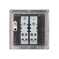 Saxby Raised Screwed 10AX 2 Gang 2-Way Switch - Antique Brass with Black Insert