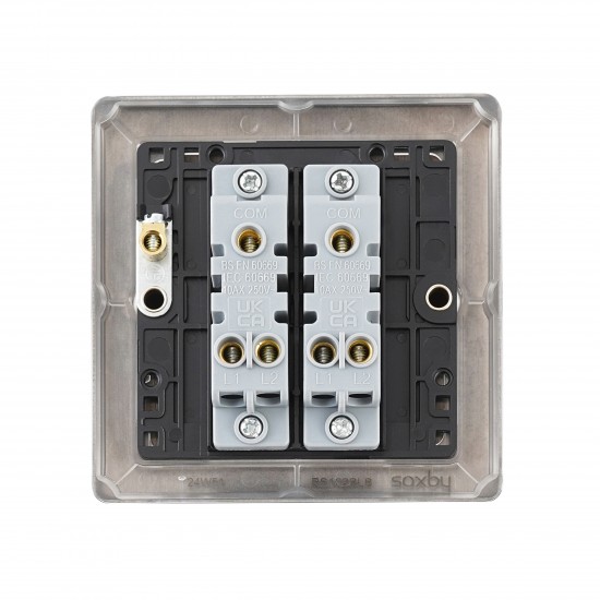 Saxby Raised Screwed 10AX 2 Gang 2-Way Switch - Matt Black with Black Insert