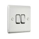 Saxby Raised Screwed 10AX 2 Gang 2-Way Switch - Brushed Steel with Black Insert