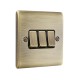 Saxby Raised Screwed 10AX 3 Gang 2-Way Switch - Antique Brass with Black Insert