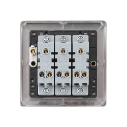 Saxby Raised Screwed 10AX 3 Gang 2-Way Switch - Antique Brass with Black Insert