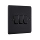 Saxby Raised Screwed 10AX 3 Gang 2-Way Switch - Matt Black with Black Insert