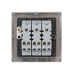 Saxby Raised Screwed 10AX 3 Gang 2-Way Switch - Matt Black with Black Insert