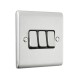 Saxby Raised Screwed 10AX 3 Gang 2-Way Switch - Brushed Steel with Black Insert