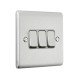 Saxby Raised Screwed 10AX 3 Gang 2-Way Switch - Brushed Steel with Grey Insert