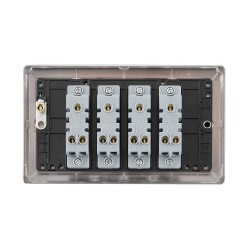 Saxby Raised Screwed 10AX 4 Gang 2-Way Switch - Antique Brass with Black Insert