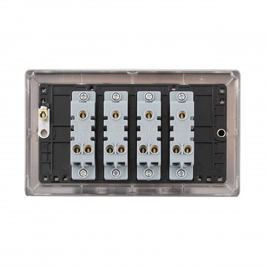 Saxby Raised Screwed 10AX 4 Gang 2-Way Switch - Antique Brass with Black Insert