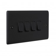 Saxby Raised Screwed 10AX 4 Gang 2-Way Switch - Matt Black with Black Insert
