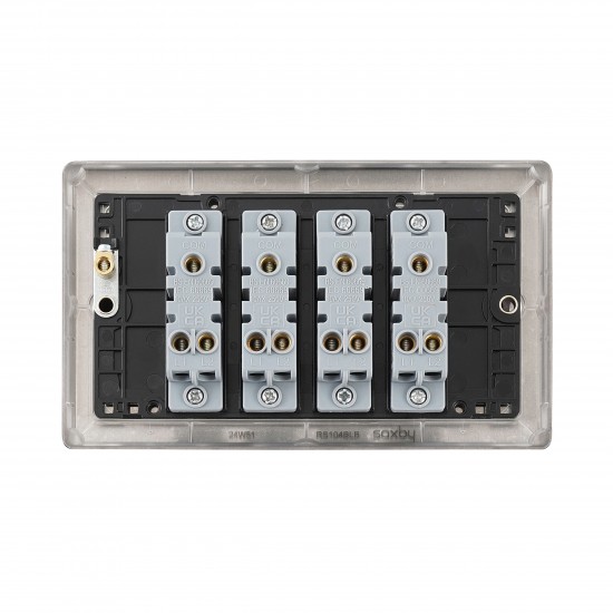 Saxby Raised Screwed 10AX 4 Gang 2-Way Switch - Matt Black with Black Insert