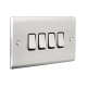 Saxby Raised Screwed 10AX 4 Gang 2-Way Switch - Brushed Steel with Black Insert