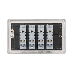 Saxby Raised Screwed 10AX 4 Gang 2-Way Switch - Brushed Steel with Black Insert