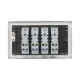 Saxby Raised Screwed 10AX 4 Gang 2-Way Switch - Brushed Steel with Black Insert