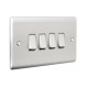 Saxby Raised Screwed 10AX 4 Gang 2-Way Switch - Brushed Steel with Grey Insert