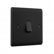 Saxby Raised Screwed 10AX 1 Gang Intermediate Switch - Matt Black with Black Insert