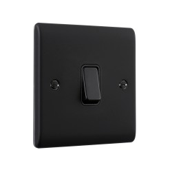 Saxby Raised Screwed 10AX 1 Gang Intermediate Switch - Matt Black with Black Insert